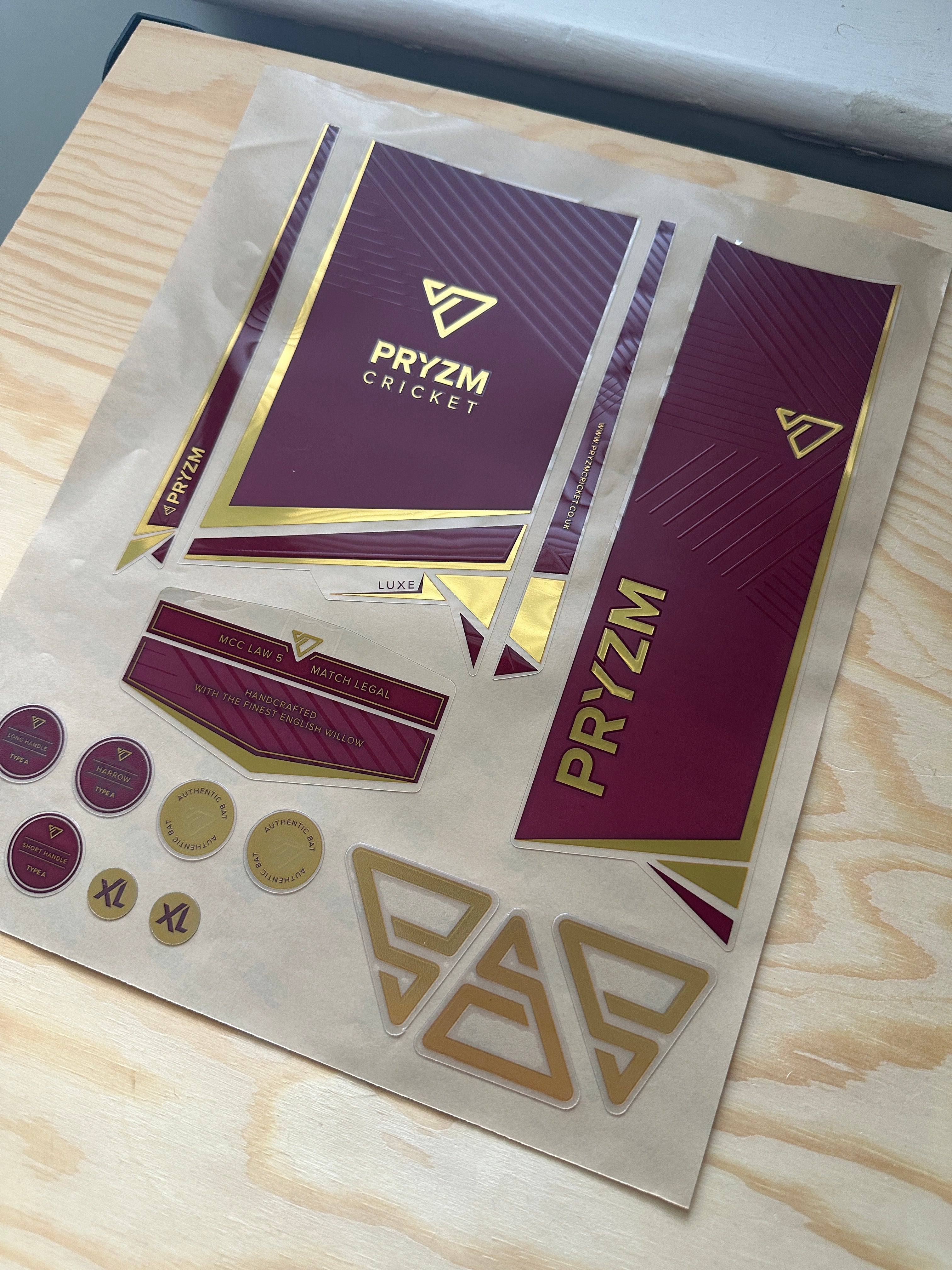 Luxe Deep Crimson Cricket Bat Stickers